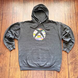 XBOX Mens Charcoal Hoodie Rare Xbox Logo Sweatshirt Size XL Meta Threads Exc Con